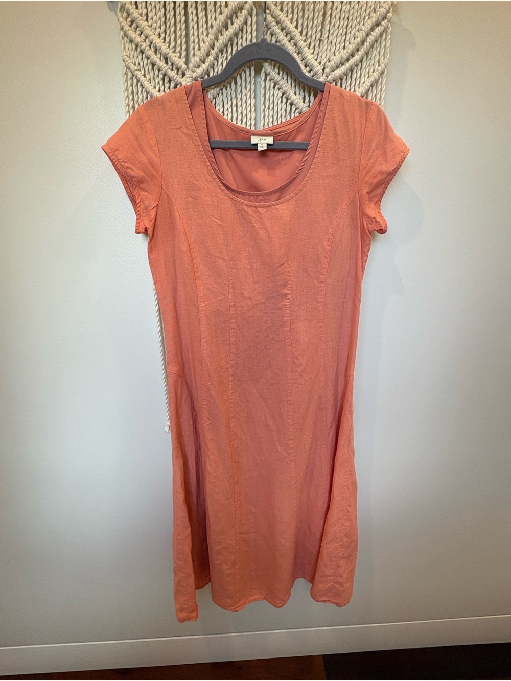 J. Jill Coral Scoop Neck Short Sleeve Tunic Dress